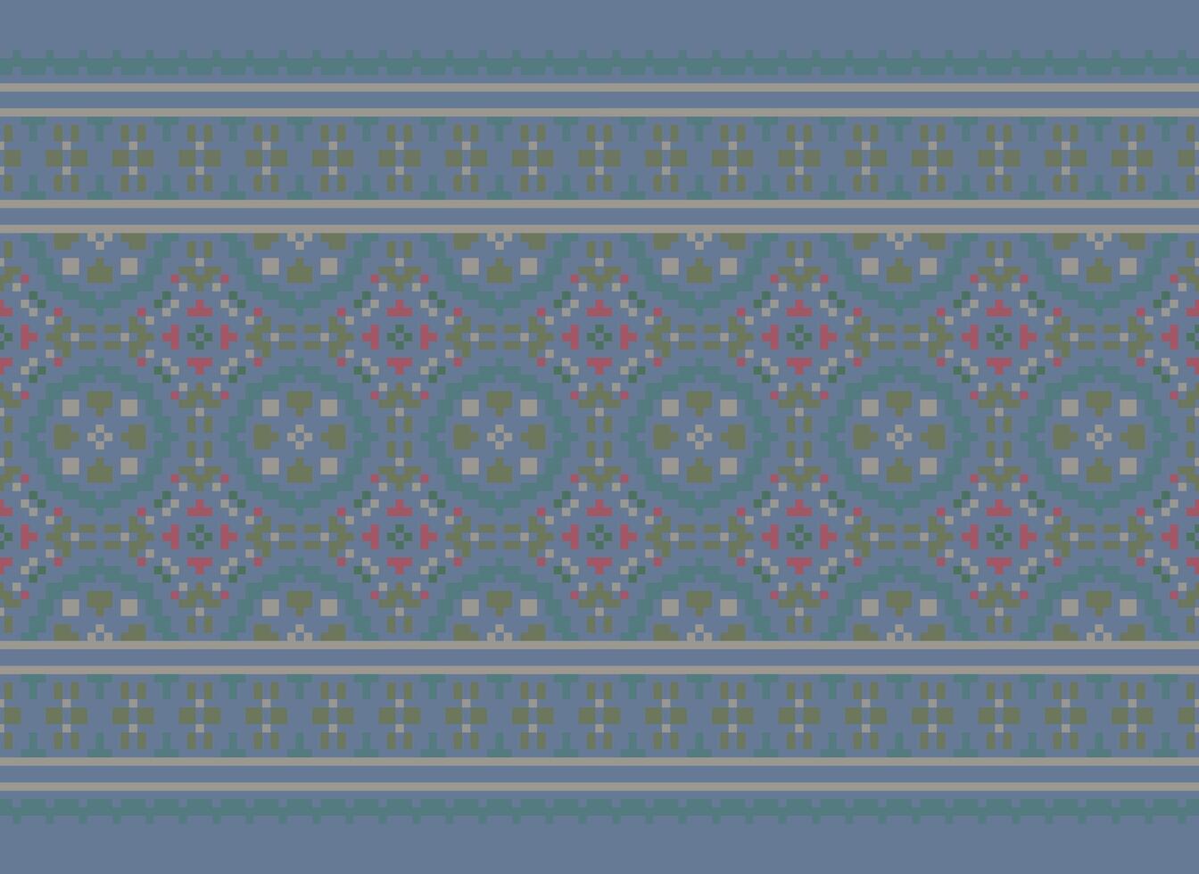 étnico geométrico tela modelo cruzar puntada.ikat bordado étnico oriental píxel modelo azul antecedentes. resumen, vector, ilustración. textura,ropa,marco,decoración,motivos,seda fondo de pantalla. vector