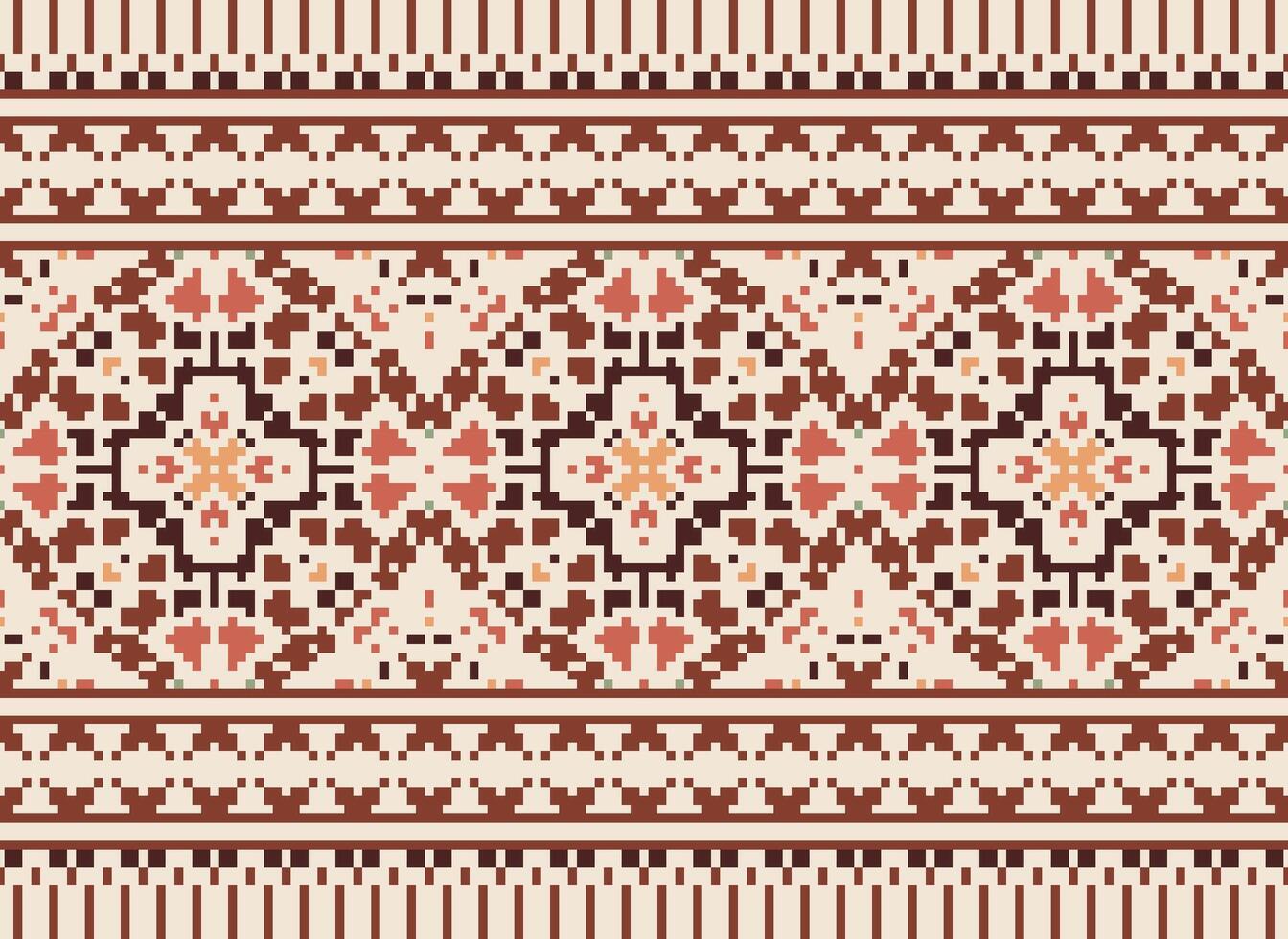 Ethnic geometric fabric pattern Cross Stitch.Ikat embroidery Ethnic oriental Pixel pattern blue background. Abstract,vector,illustration. Texture,clothing,frame,decoration,motifs,silk wallpaper. vector