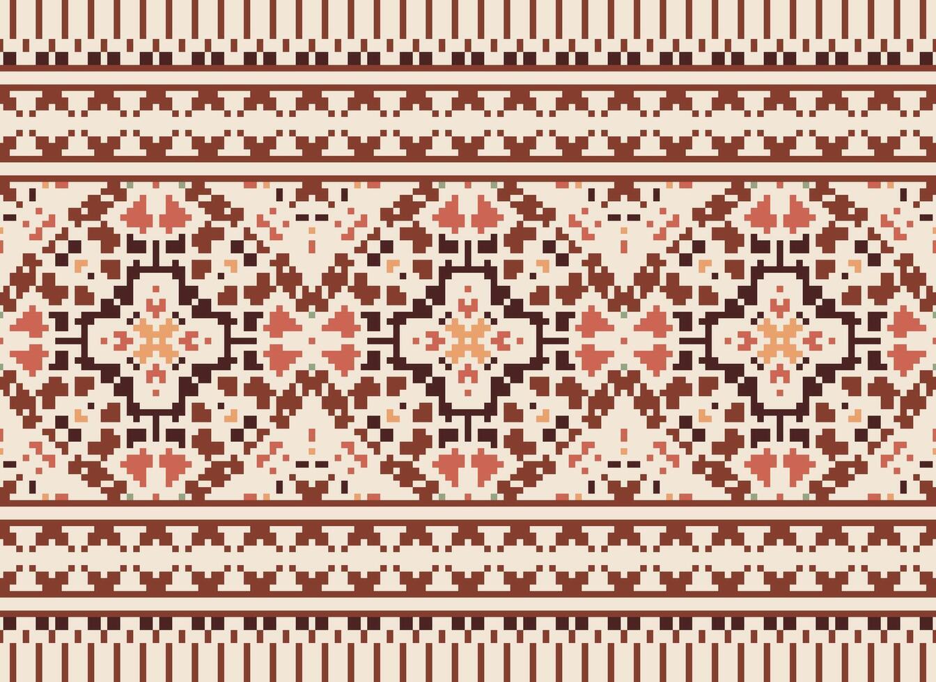 Ethnic geometric fabric pattern Cross Stitch.Ikat embroidery Ethnic oriental Pixel pattern blue background. Abstract,vector,illustration. Texture,clothing,frame,decoration,motifs,silk wallpaper. vector