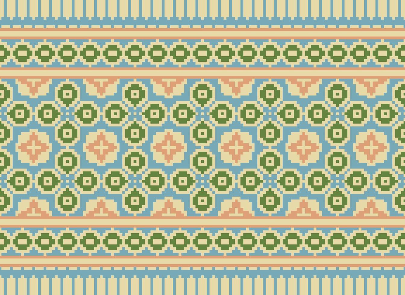 étnico geométrico tela modelo cruzar puntada.ikat bordado étnico oriental píxel modelo azul antecedentes. resumen, vector, ilustración. textura,ropa,marco,decoración,motivos,seda fondo de pantalla. vector