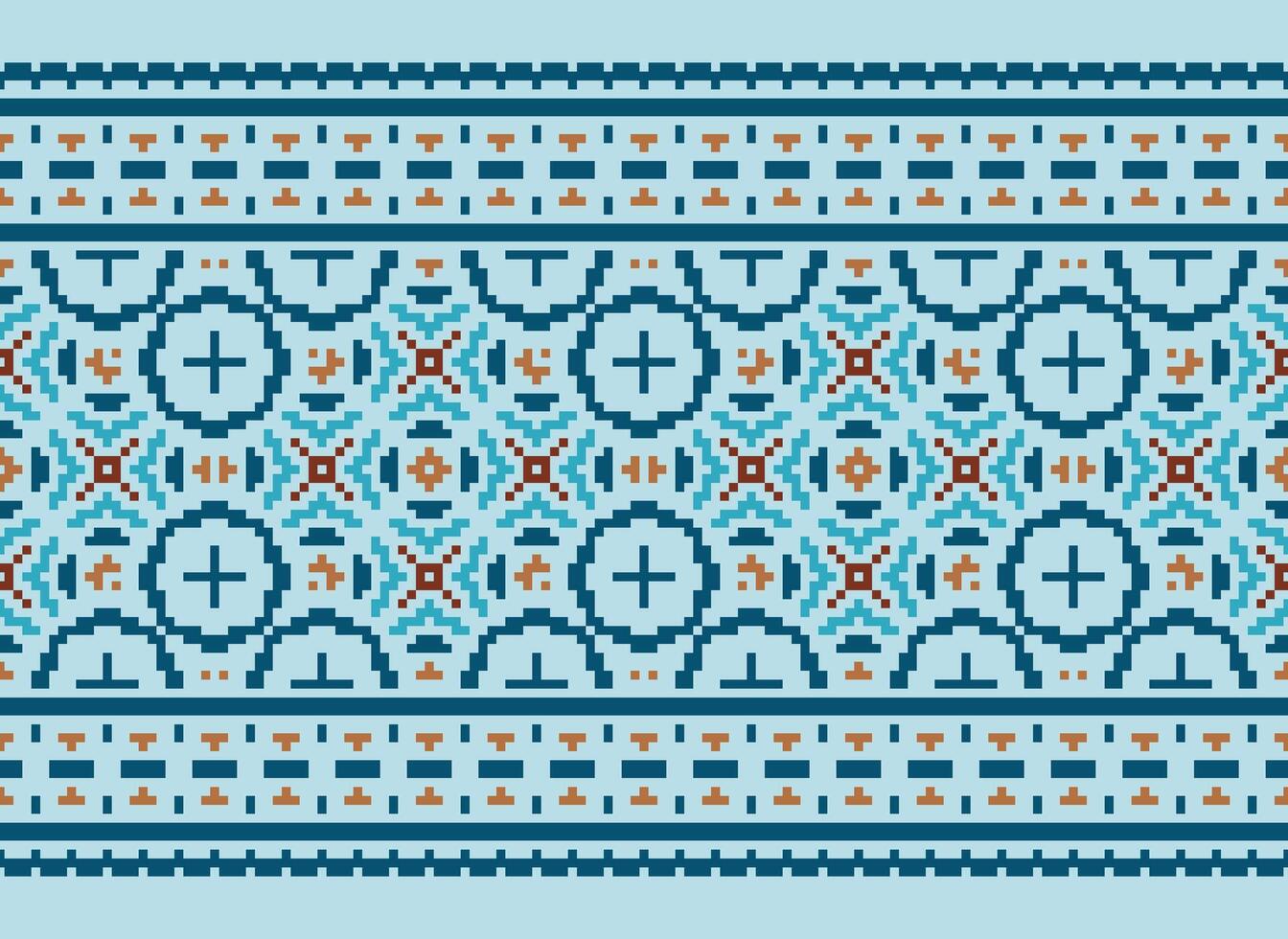 Geometric patterns of modern stylish texture. Borders in the form of a pixel ornament for embroidery, ceramic tiles and textile interior design elements. Seamless illustration vector