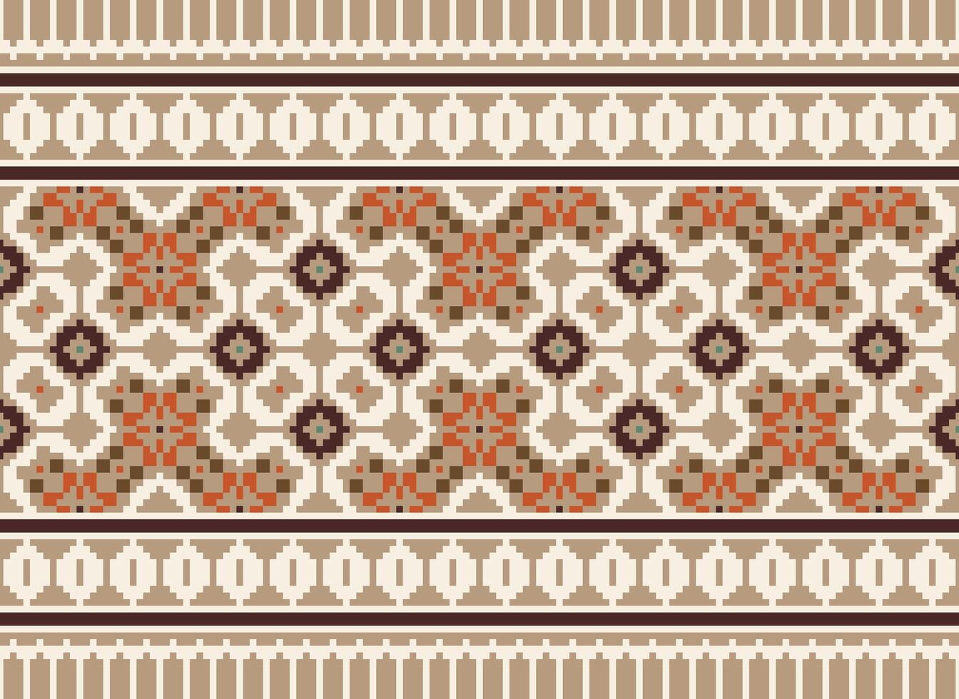 Geometric patterns of modern stylish texture. Borders in the form of a pixel ornament for embroidery, ceramic tiles and textile interior design elements. Seamless illustration vector