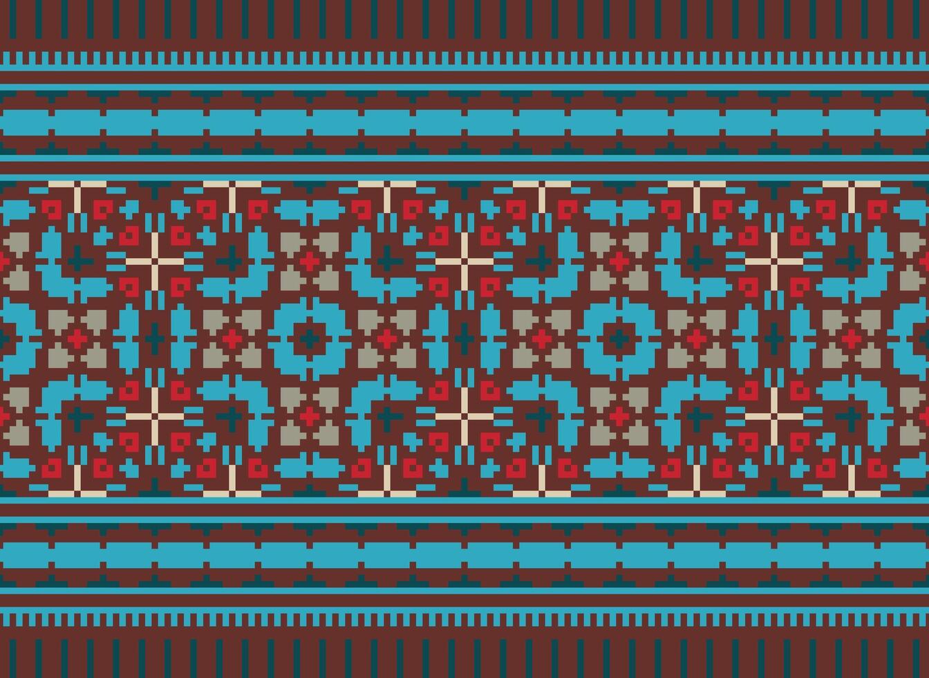 Geometric patterns of modern stylish texture. Borders in the form of a pixel ornament for embroidery, ceramic tiles and textile interior design elements. Seamless illustration vector