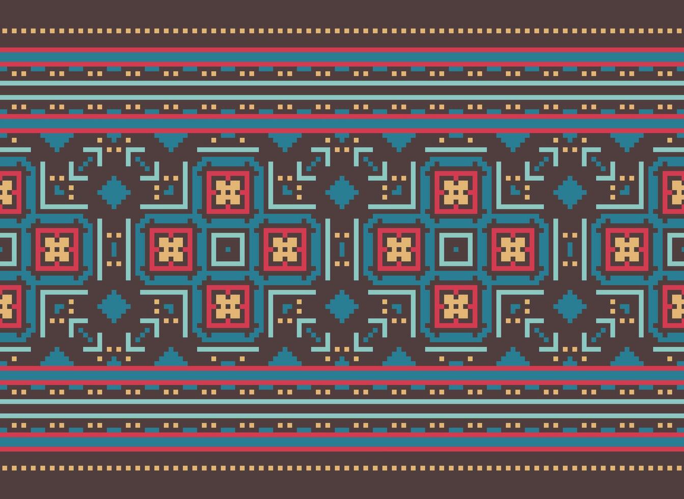 Geometric patterns of modern stylish texture. Borders in the form of a pixel ornament for embroidery, ceramic tiles and textile interior design elements. Seamless illustration vector