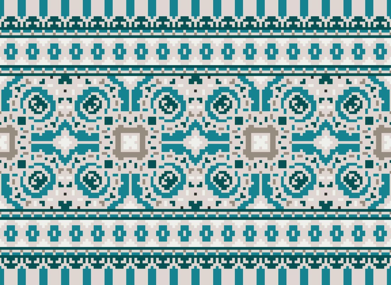 Cross Stitch Border. Embroidery Cross Stitch. Ethnic Patterns. Geometric Ethnic Indian pattern. Native Ethnic pattern.Texture Textile Fabric Clothing Knitwear print. Pixel Horizontal Seamless Vector. vector