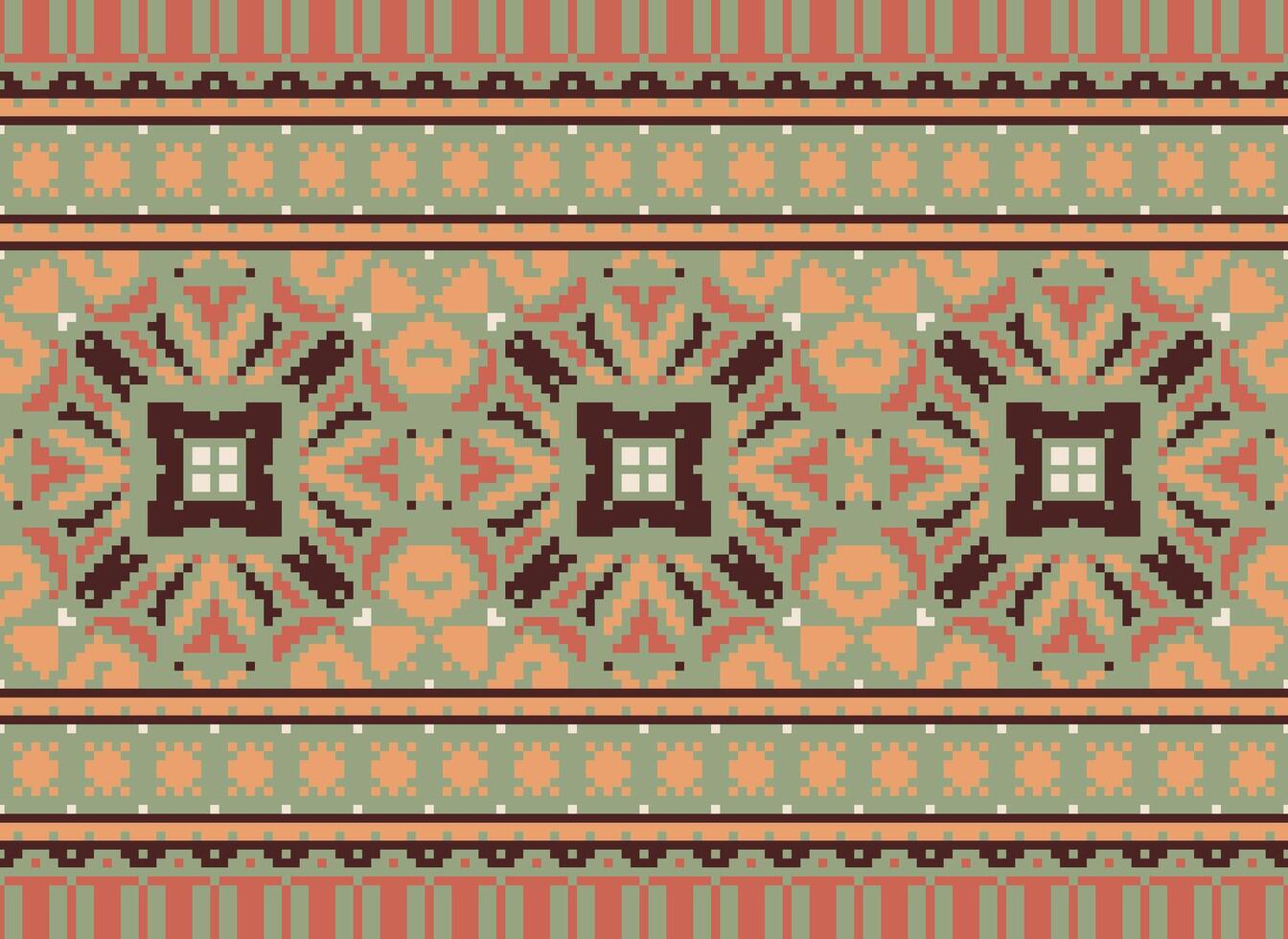 Ethnic geometric fabric pattern Cross Stitch.Ikat embroidery Ethnic oriental Pixel pattern blue background. Abstract,vector,illustration. Texture,clothing,frame,decoration,motifs,silk wallpaper. vector