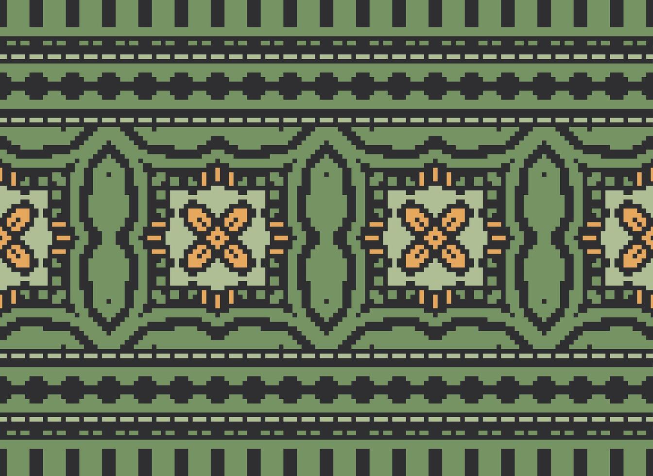 Cross Stitch Border. Embroidery Cross Stitch. Ethnic Patterns. Geometric Ethnic Indian pattern. Native Ethnic pattern.Texture Textile Fabric Clothing Knitwear print. Pixel Horizontal Seamless Vector. vector