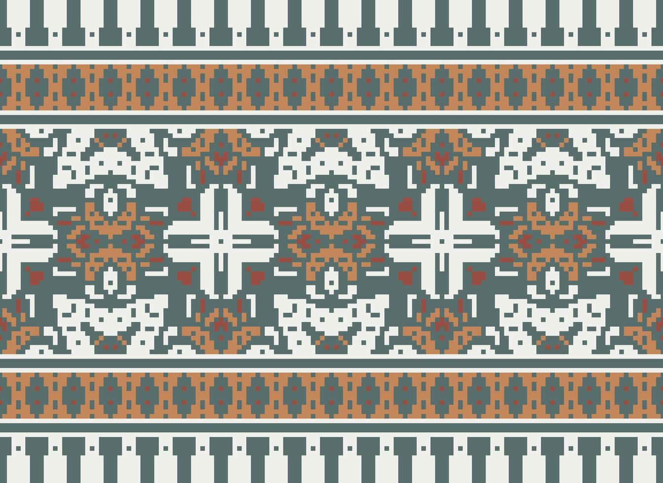 Pixel Ethnic pattern vector background. seamless pattern traditional, Design for background, wallpaper, Batik, fabric, carpet, clothing, wrapping, and textile.ethnic pattern Vector illustration.