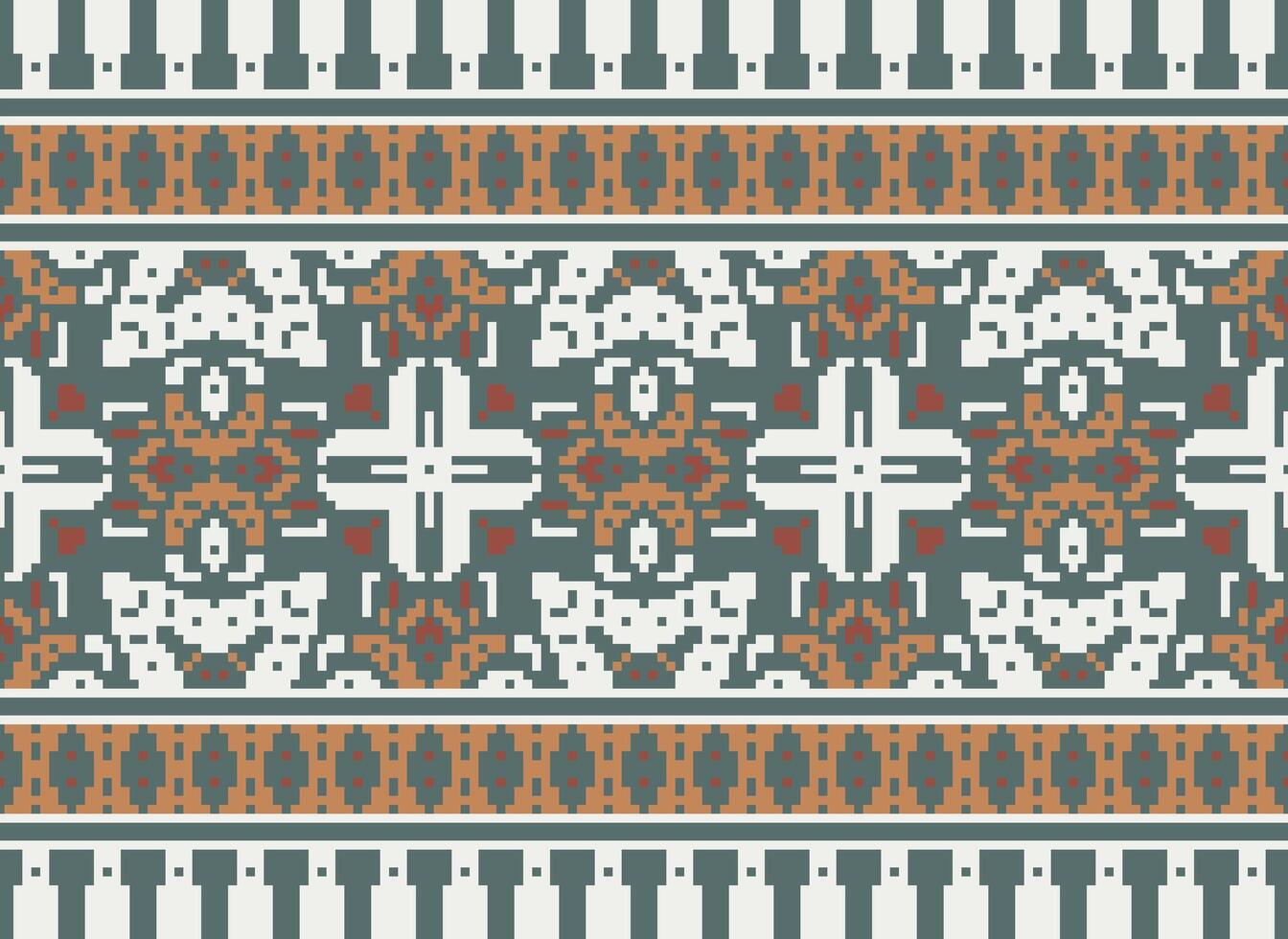 Pixel Ethnic pattern vector background. seamless pattern traditional, Design for background, wallpaper, Batik, fabric, carpet, clothing, wrapping, and textile.ethnic pattern Vector illustration.