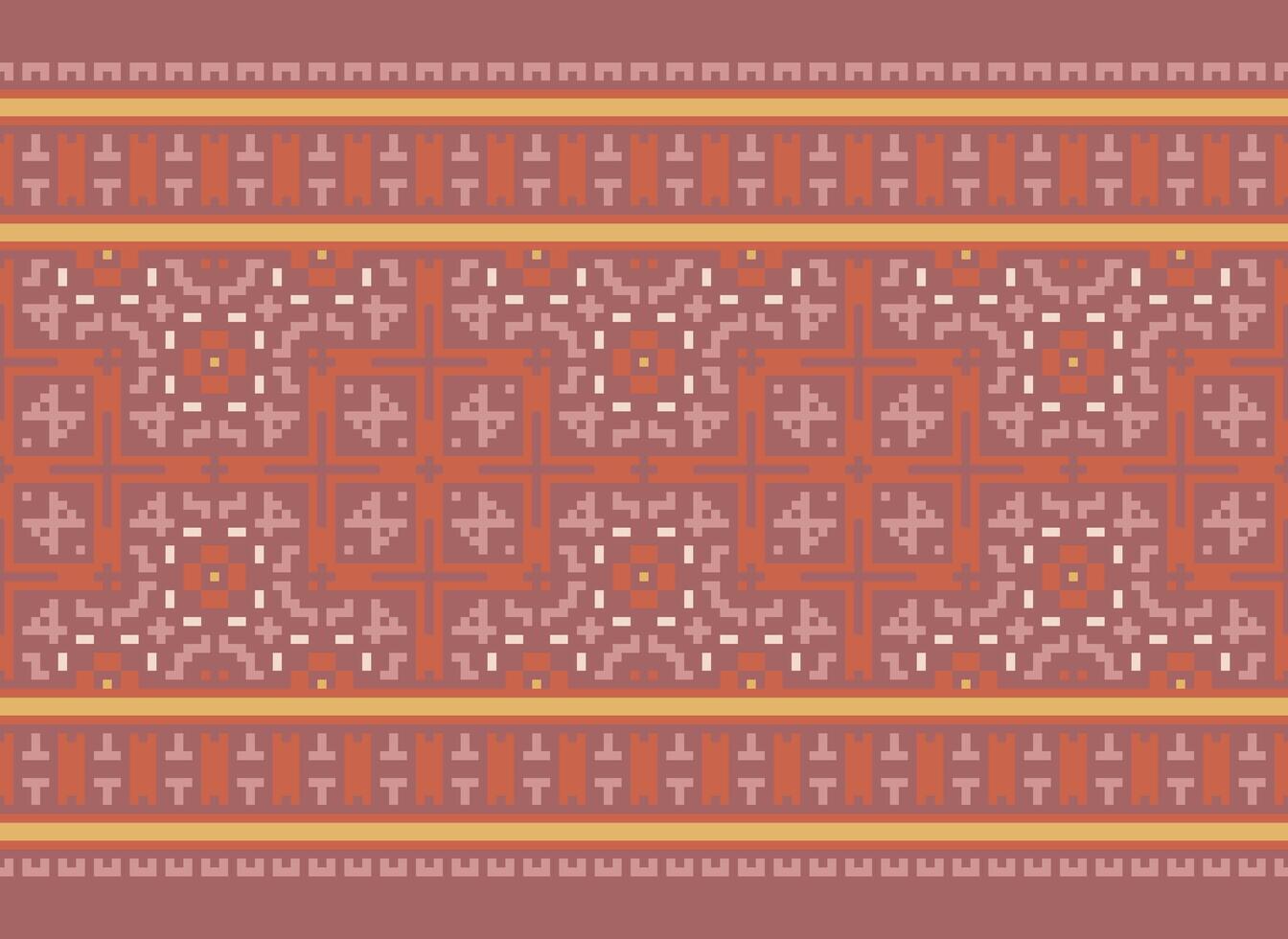 Pixel Cross Stitch pattern with Floral Designs. Traditional cross stitch needlework. Geometric Ethnic pattern, Embroidery, Textile ornamentation, fabric, Hand stitched pattern, pixel art. vector