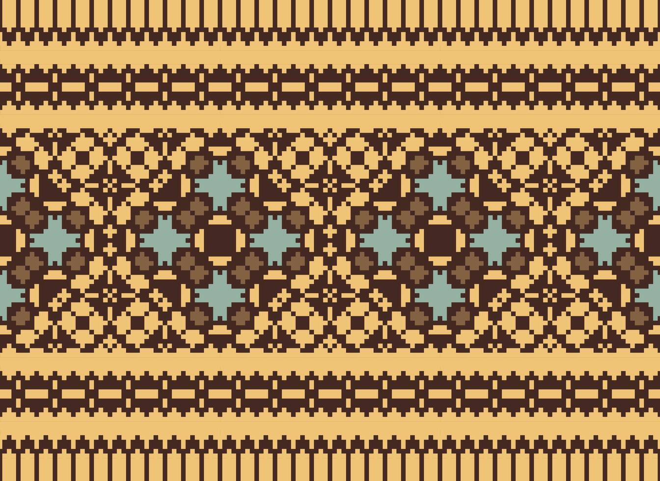 píxel étnico modelo vector antecedentes. sin costura modelo tradicional, diseño para fondo, fondo de pantalla, batik, tela, alfombra, ropa, envase, y textil.étnico modelo vector ilustración.