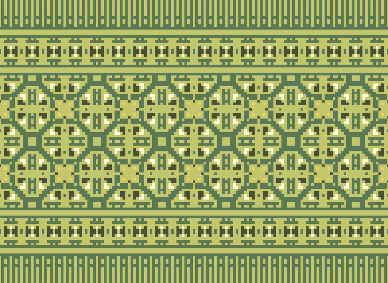 Pixel Ethnic pattern vector background. seamless pattern traditional, Design for background, wallpaper, Batik, fabric, carpet, clothing, wrapping, and textile.ethnic pattern Vector illustration.