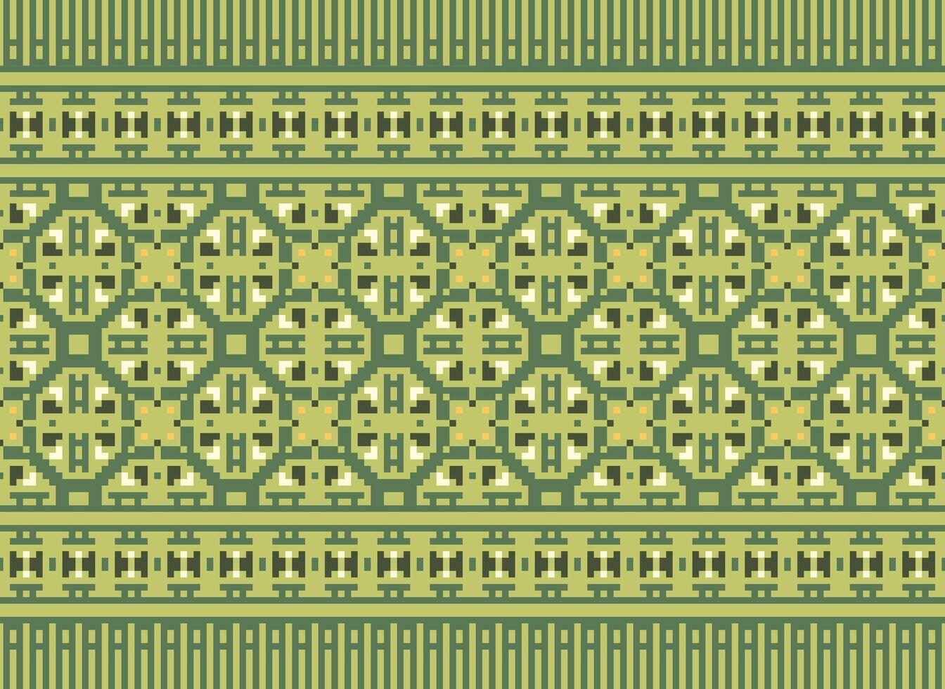 Pixel Ethnic pattern vector background. seamless pattern traditional, Design for background, wallpaper, Batik, fabric, carpet, clothing, wrapping, and textile.ethnic pattern Vector illustration.