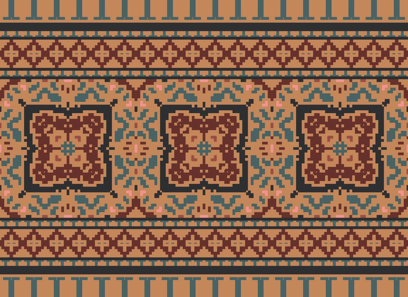 píxel étnico modelo vector antecedentes. sin costura modelo tradicional, diseño para fondo, fondo de pantalla, batik, tela, alfombra, ropa, envase, y textil.étnico modelo vector ilustración.