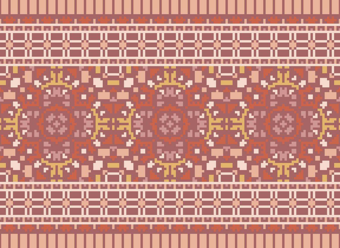 píxel étnico modelo vector antecedentes. sin costura modelo tradicional, diseño para fondo, fondo de pantalla, batik, tela, alfombra, ropa, envase, y textil.étnico modelo vector ilustración.