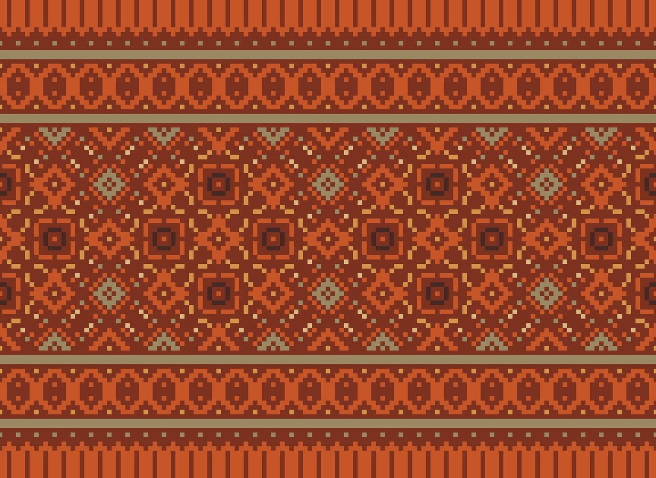 Cross Stitch pattern with Floral Designs. Traditional cross stitch needlework. Geometric Ethnic pattern, Embroidery, Textile ornamentation, fabric, Hand stitched pattern, Cultural stitching pixel art. vector