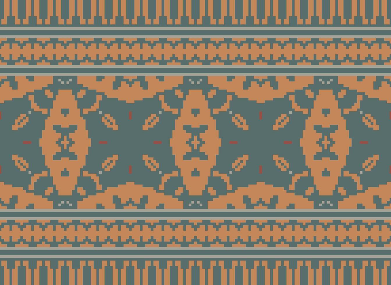 Pixel Ethnic pattern vector background. seamless pattern traditional, Design for background, wallpaper, Batik, fabric, carpet, clothing, wrapping, and textile.ethnic pattern Vector illustration.