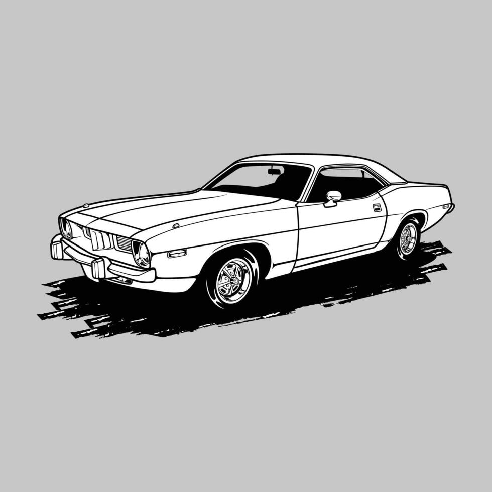 ilustración de vector de coche de vista en blanco y negro para diseño conceptual