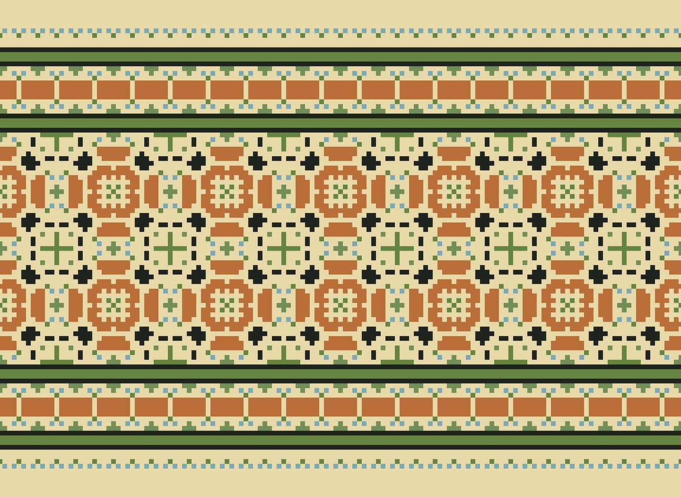 Pixel Embroidery ethnic pattern, Vector Geometric ornate background, Cross stitch retro zigzag style, pattern knitting continuous, Design for textile, fabric, ceramic, digital print