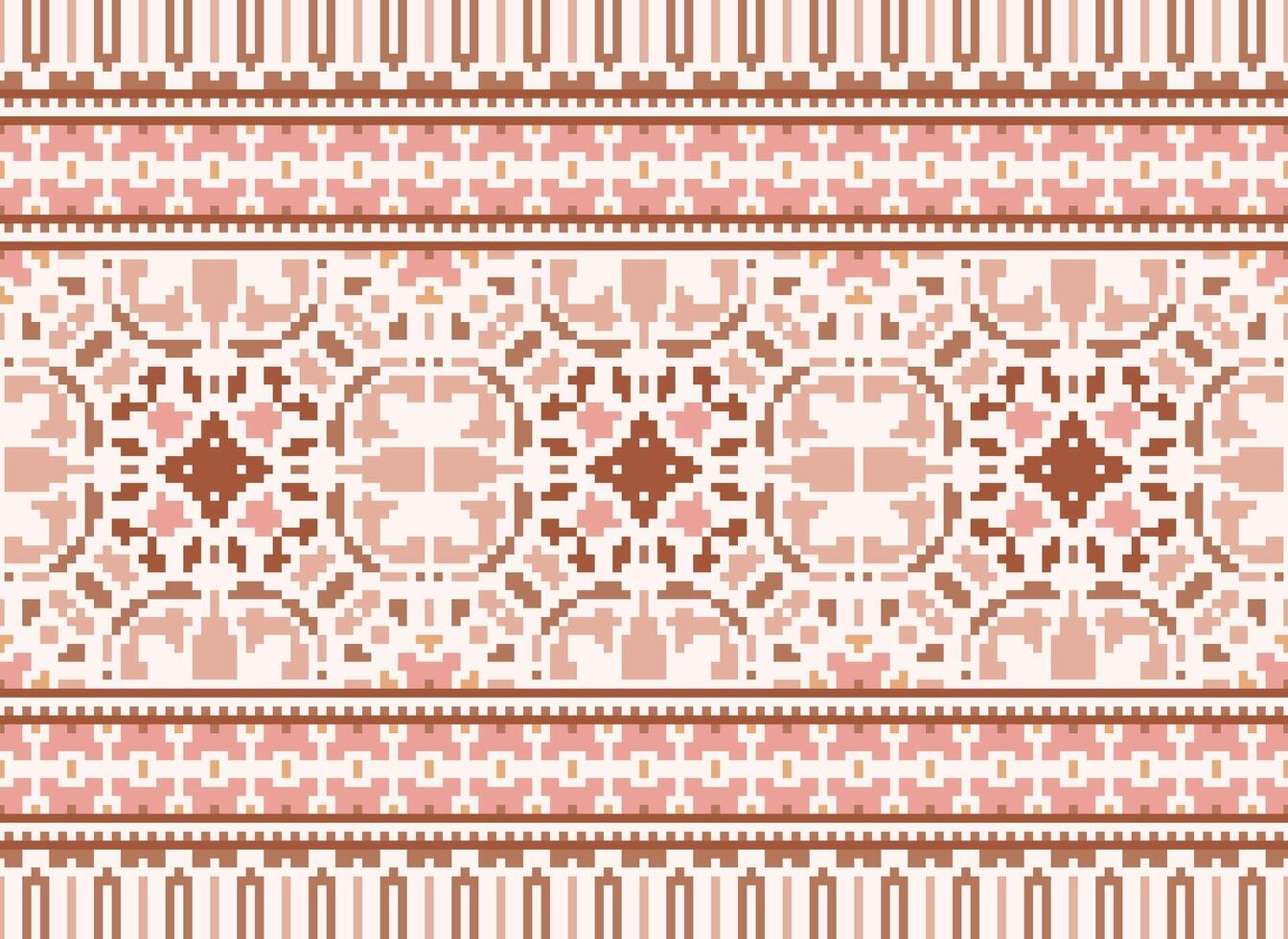 Ethnic geometric fabric pattern Cross Stitch.Ikat embroidery Ethnic oriental Pixel pattern blue background. Abstract,vector,illustration. Texture,clothing,frame,decoration,motifs,silk wallpaper. vector