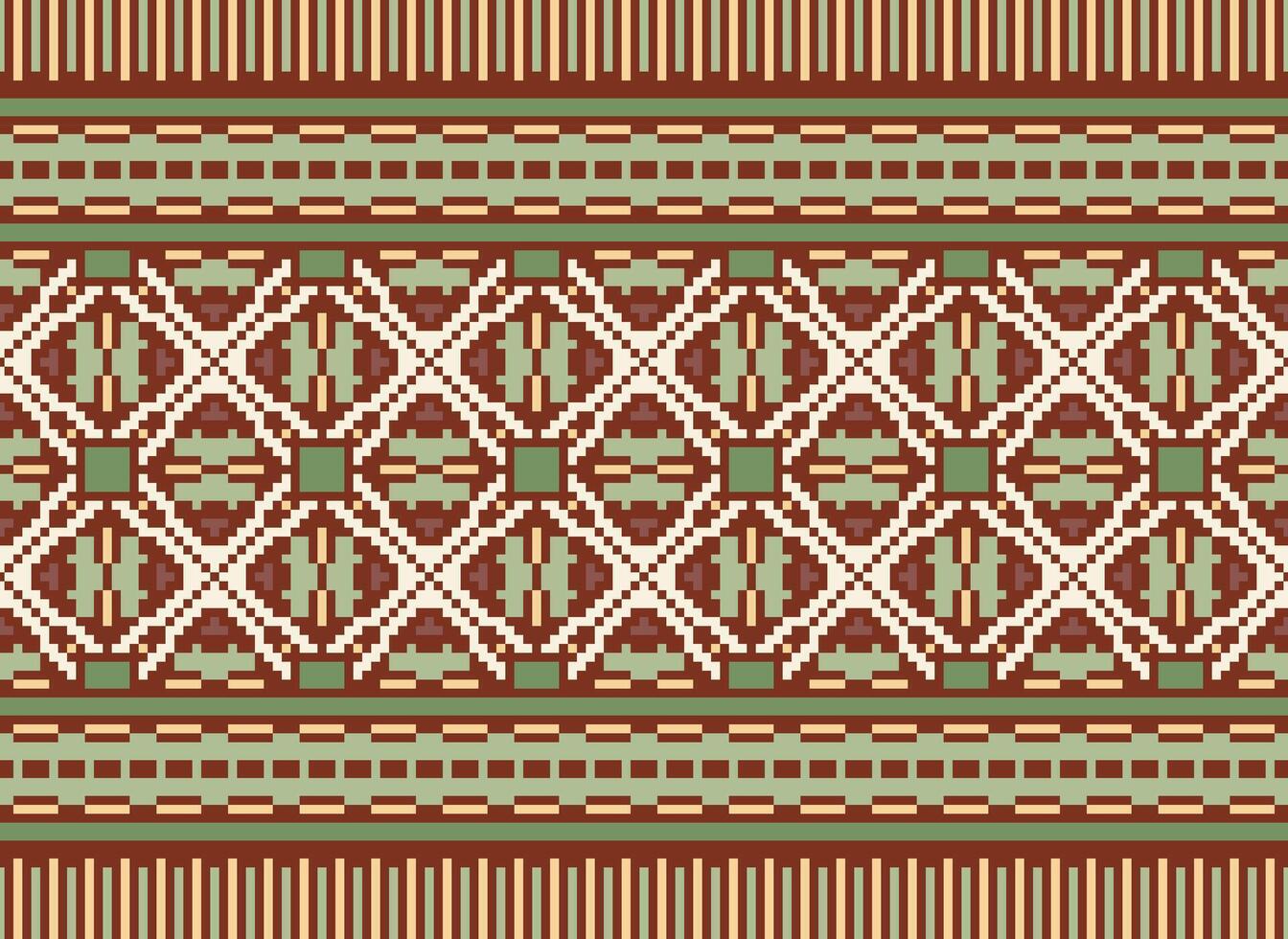 A Floral pixel art pattern on grey background.geometric ethnic oriental embroidery vector illustration. pixel style, abstract background, cross stitch.design for texture, fabric, cloth, scarf, print