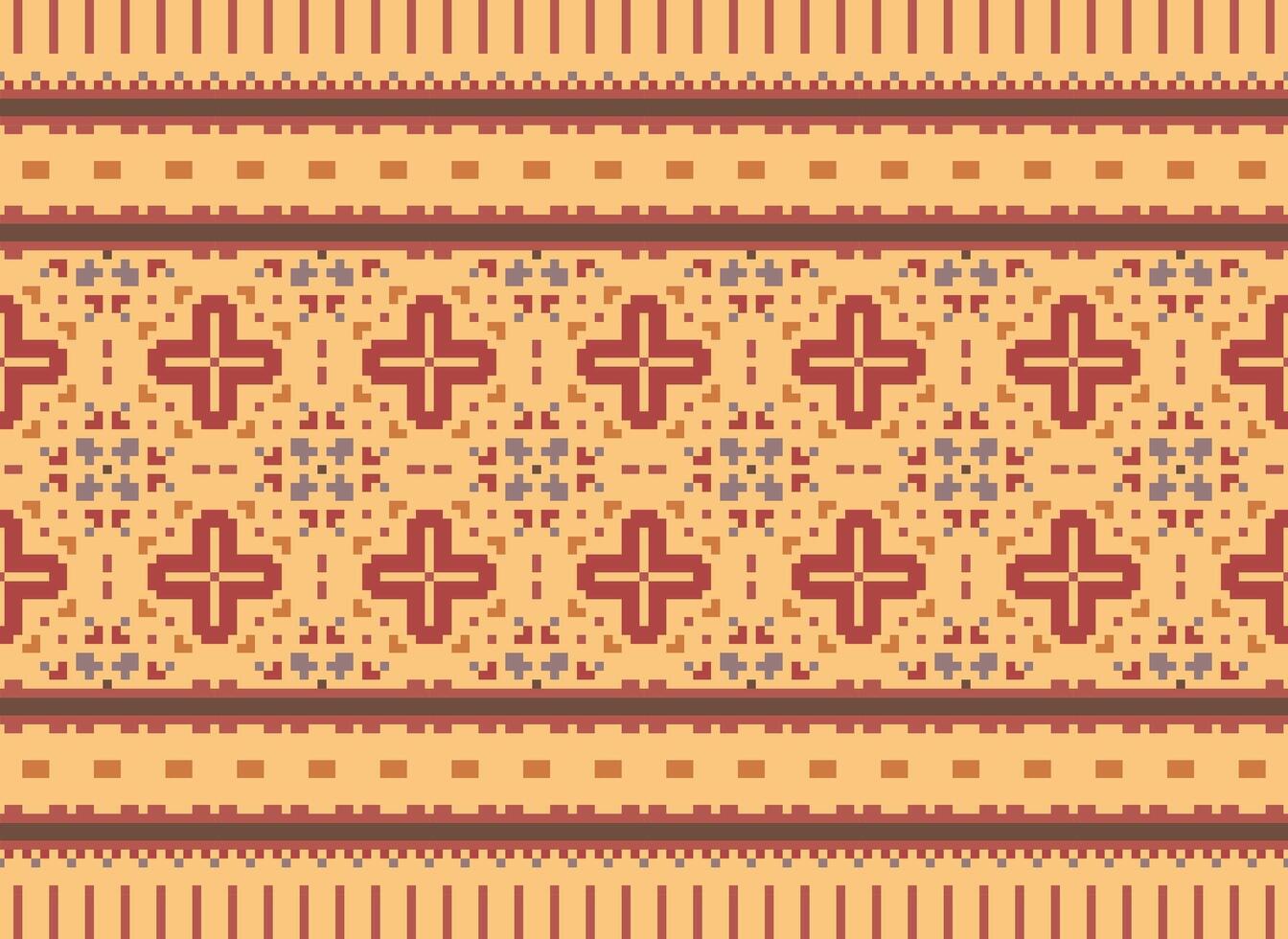 A Floral pixel art pattern on grey background.geometric ethnic oriental embroidery vector illustration. pixel style, abstract background, cross stitch.design for texture, fabric, cloth, scarf, print