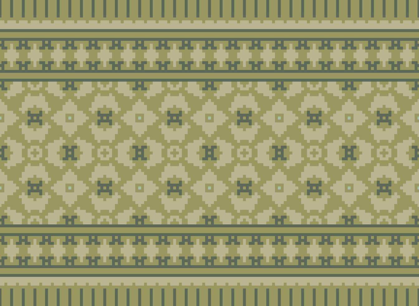 Pixel Ethnic pattern vector background. seamless pattern traditional, Design for background, wallpaper, Batik, fabric, carpet, clothing, wrapping, and textile.ethnic pattern Vector illustration.