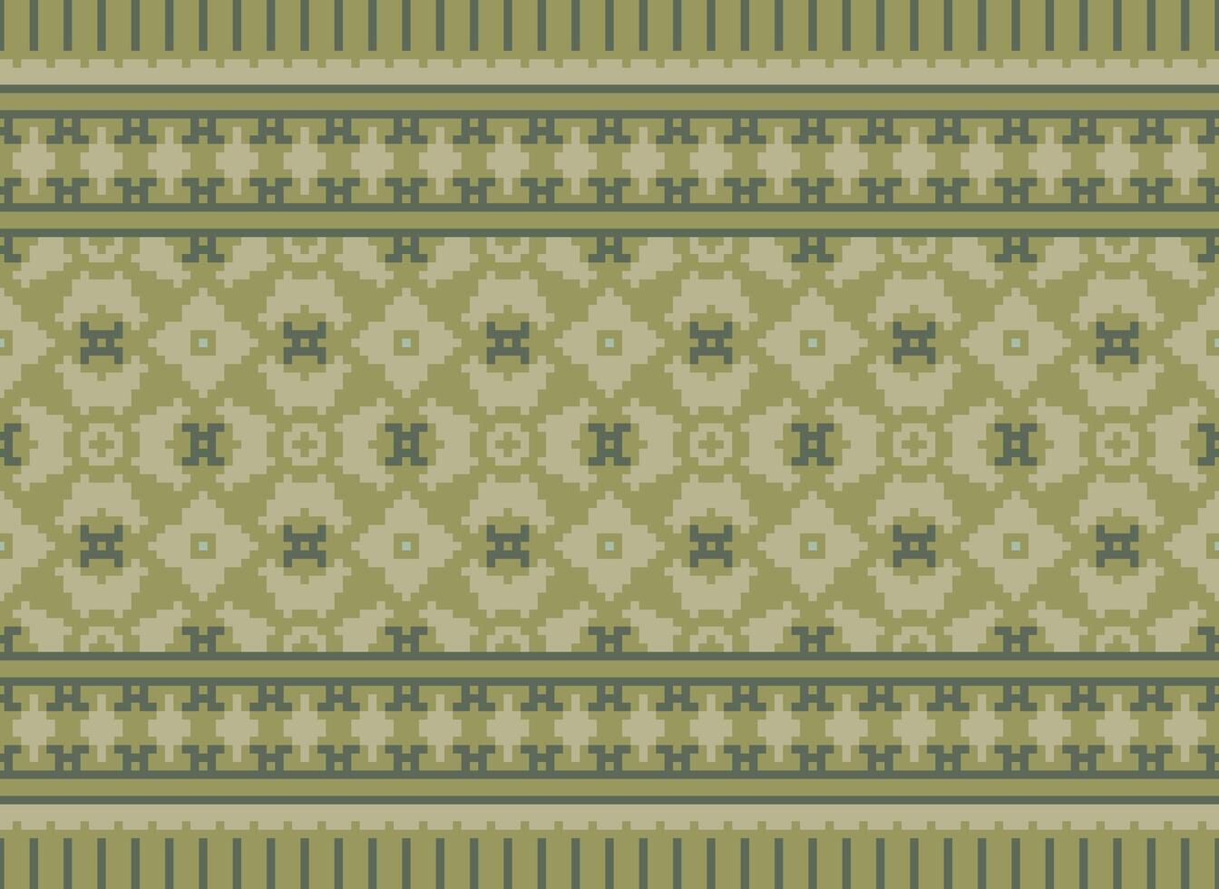 Pixel Ethnic pattern vector background. seamless pattern traditional, Design for background, wallpaper, Batik, fabric, carpet, clothing, wrapping, and textile.ethnic pattern Vector illustration.