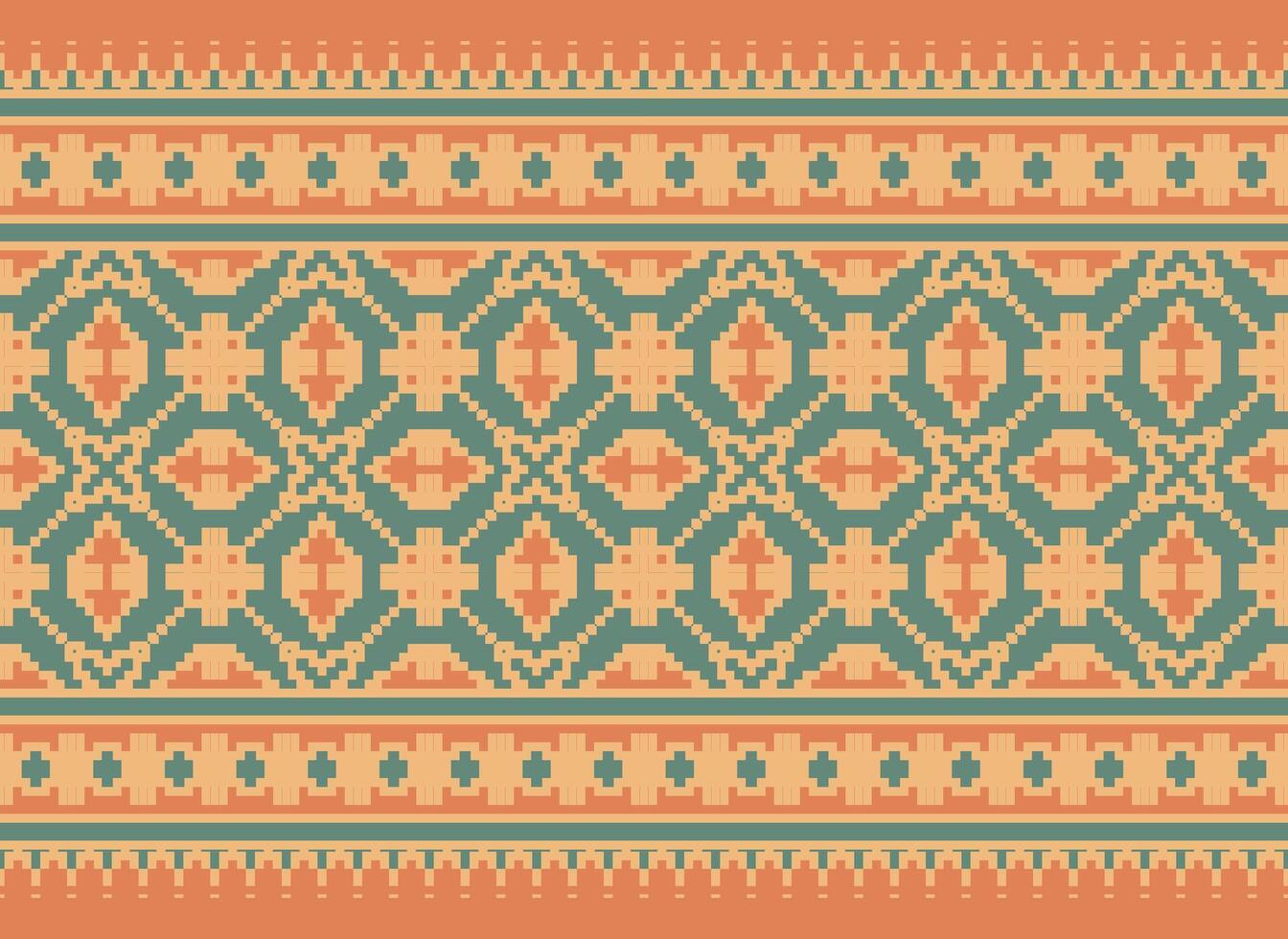 Pixel Embroidery ethnic pattern, Vector Geometric ornate background, Cross stitch retro zigzag style, pattern knitting continuous, Design for textile, fabric, ceramic, digital print