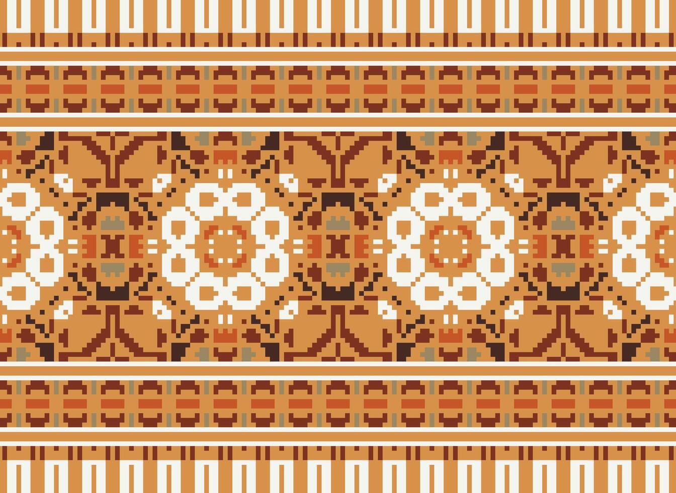 Pixel Ethnic pattern vector background. seamless pattern traditional, Design for background, wallpaper, Batik, fabric, carpet, clothing, wrapping, and textile.ethnic pattern Vector illustration.