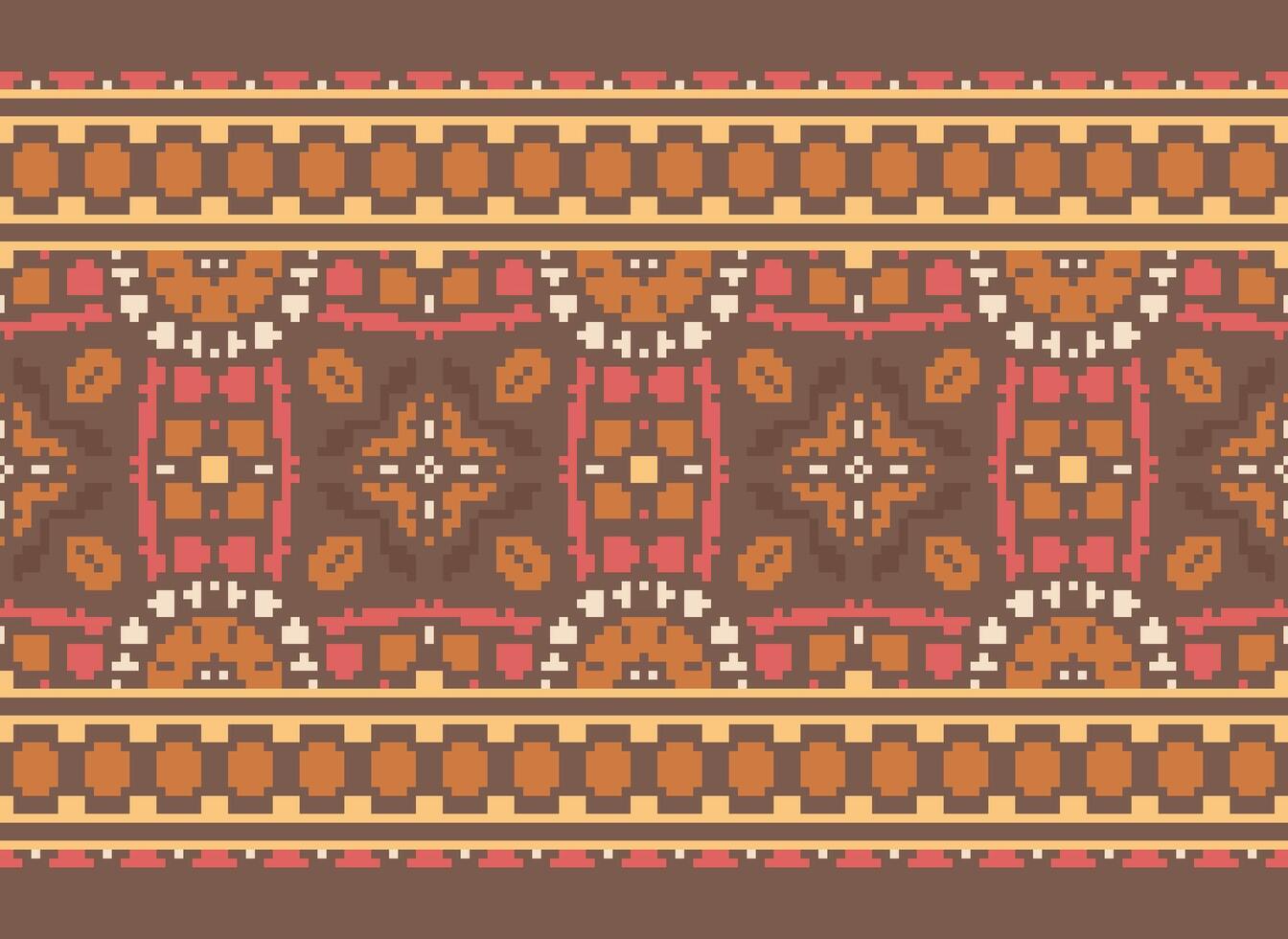 Nature vintages cross stitch traditional ethnic pattern paisley flower Ikat background abstract Aztec African Indonesian Indian seamless pattern for fabric print cloth dress carpet curtains and sarong vector