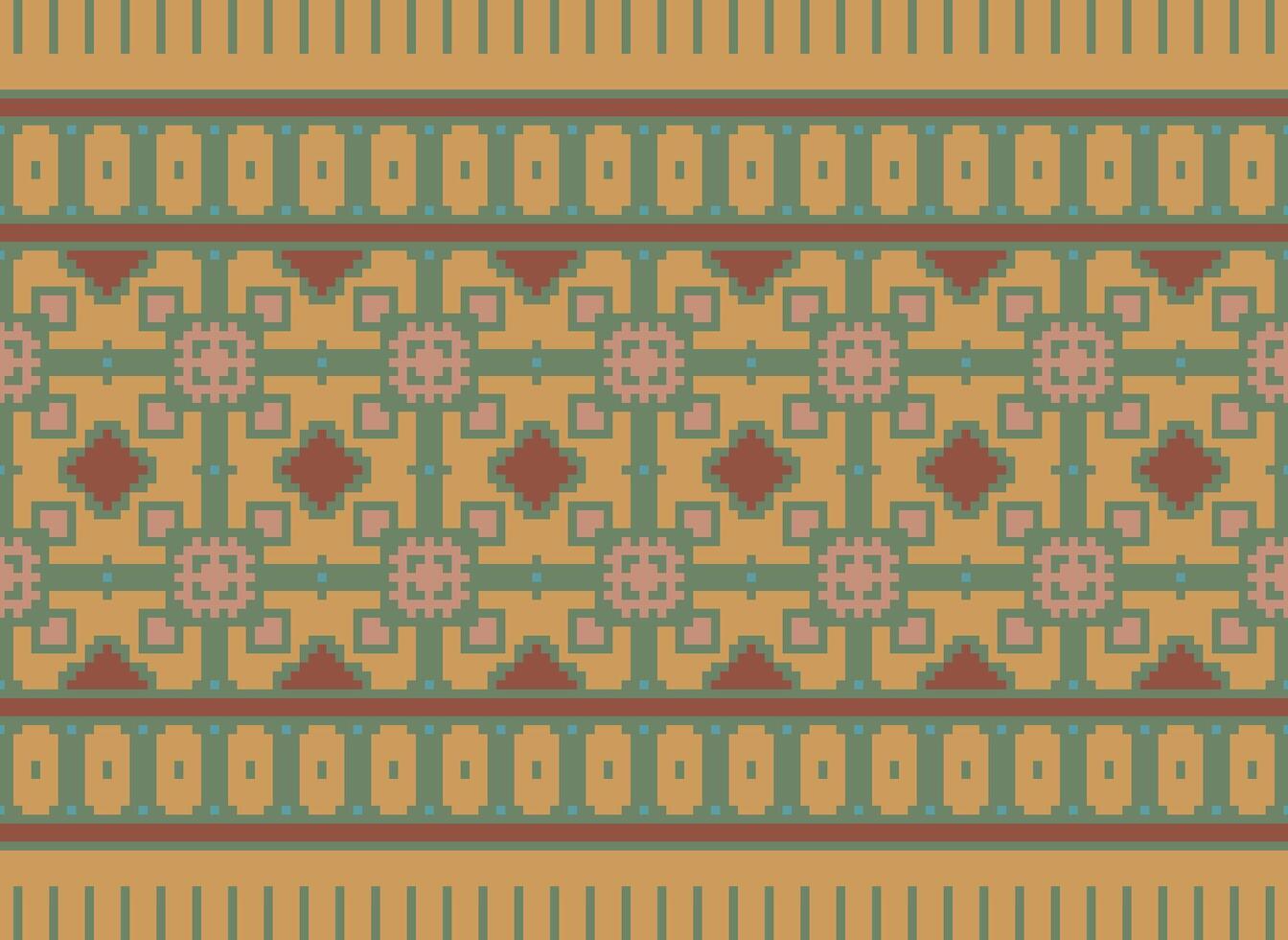 Pixel Ethnic pattern vector background. seamless pattern traditional, Design for background, wallpaper, Batik, fabric, carpet, clothing, wrapping, and textile.ethnic pattern Vector illustration.