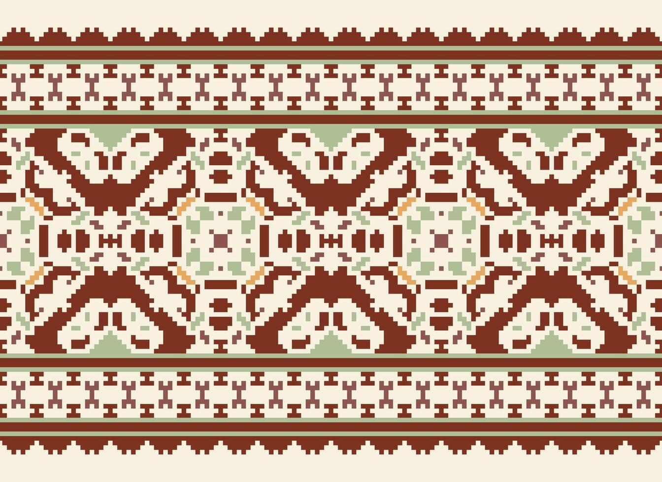 Pixel Ethnic pattern vector background. seamless pattern traditional, Design for background, wallpaper, Batik, fabric, carpet, clothing, wrapping, and textile.ethnic pattern Vector illustration.
