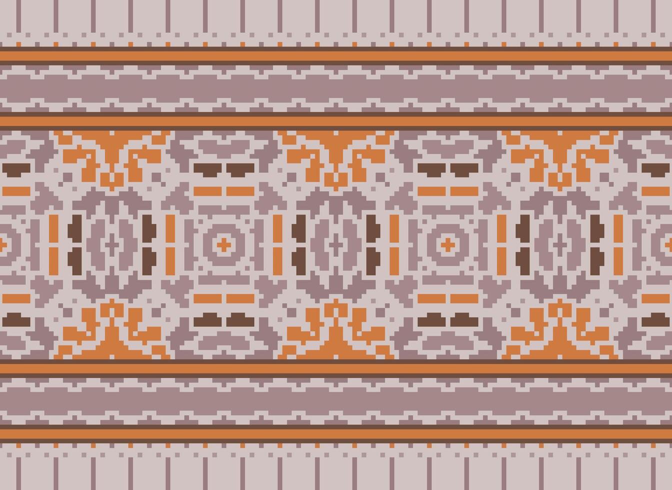 Pixel Ethnic pattern vector background. seamless pattern traditional, Design for background, wallpaper, Batik, fabric, carpet, clothing, wrapping, and textile.ethnic pattern Vector illustration.