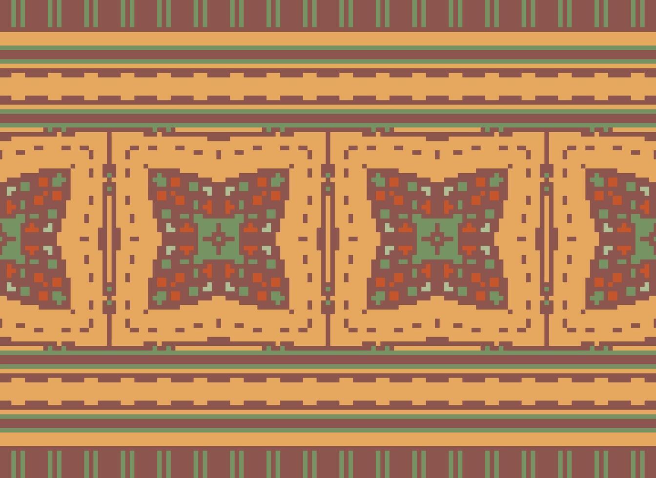 Nature vintages cross stitch traditional ethnic pattern paisley flower Ikat background abstract Aztec African Indonesian Indian seamless pattern for fabric print cloth dress carpet curtains and sarong vector