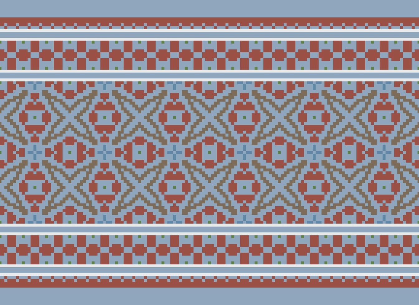 Nature vintages cross stitch traditional ethnic pattern paisley flower Ikat background abstract Aztec African Indonesian Indian seamless pattern for fabric print cloth dress carpet curtains and sarong vector