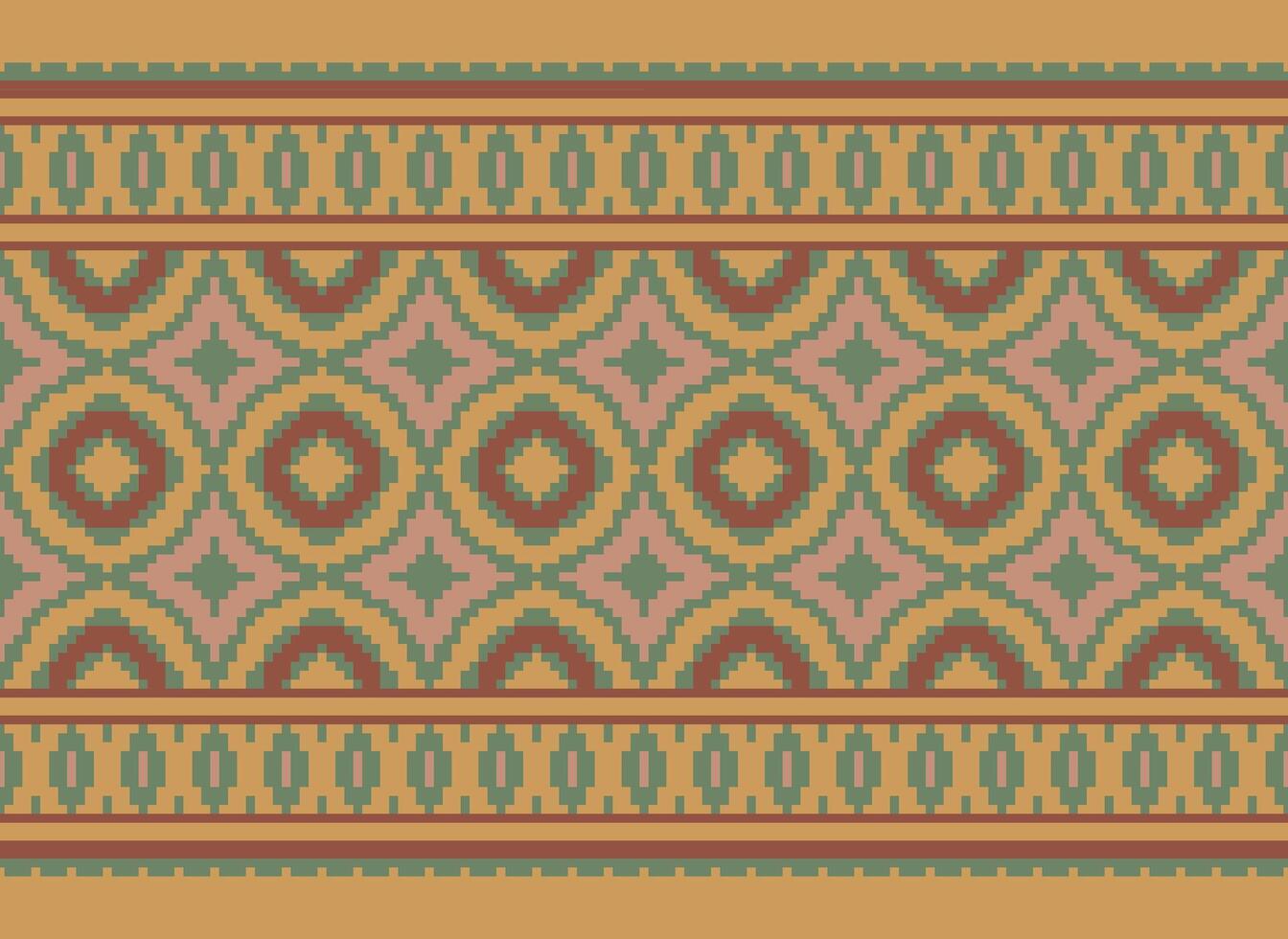 Pixel Ethnic pattern vector background. seamless pattern traditional, Design for background, wallpaper, Batik, fabric, carpet, clothing, wrapping, and textile.ethnic pattern Vector illustration.