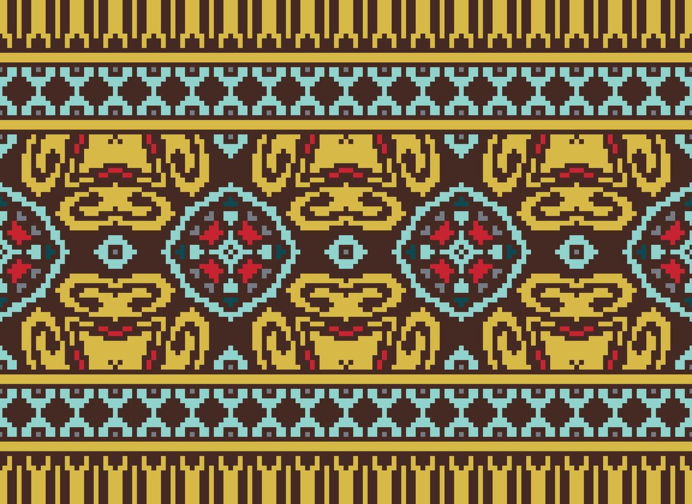 Pixel Ethnic pattern vector background. seamless pattern traditional, Design for background, wallpaper, Batik, fabric, carpet, clothing, wrapping, and textile.ethnic pattern Vector illustration.