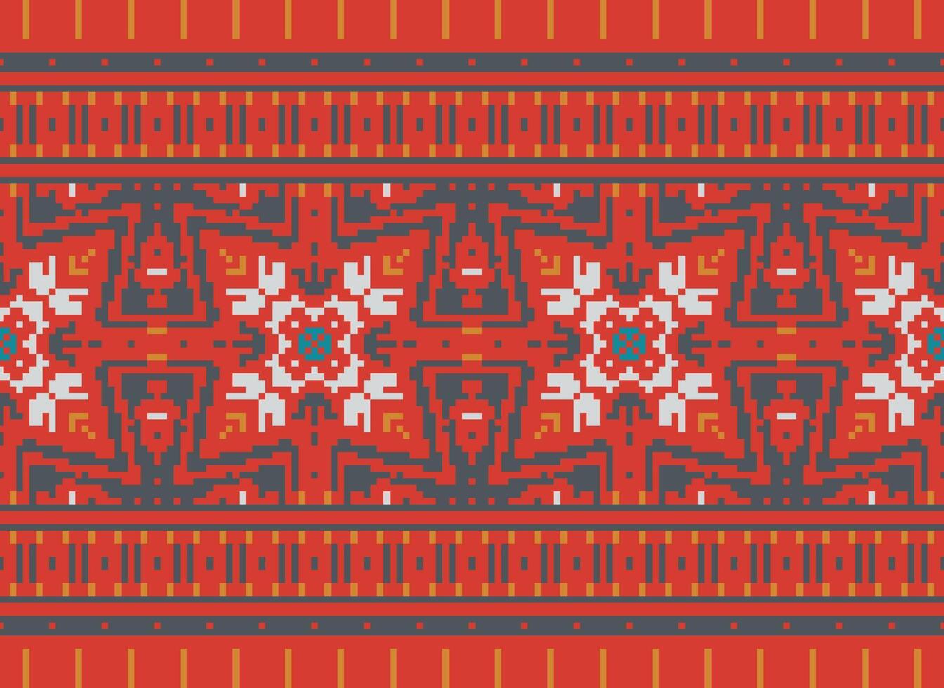 Nature vintages cross stitch traditional ethnic pattern paisley flower Ikat background abstract Aztec African Indonesian Indian seamless pattern for fabric print cloth dress carpet curtains and sarong vector