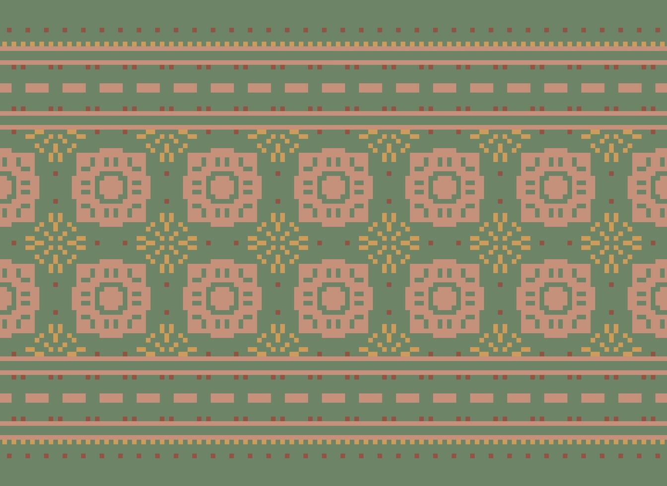 Pixel Ethnic pattern vector background. seamless pattern traditional, Design for background, wallpaper, Batik, fabric, carpet, clothing, wrapping, and textile.ethnic pattern Vector illustration.