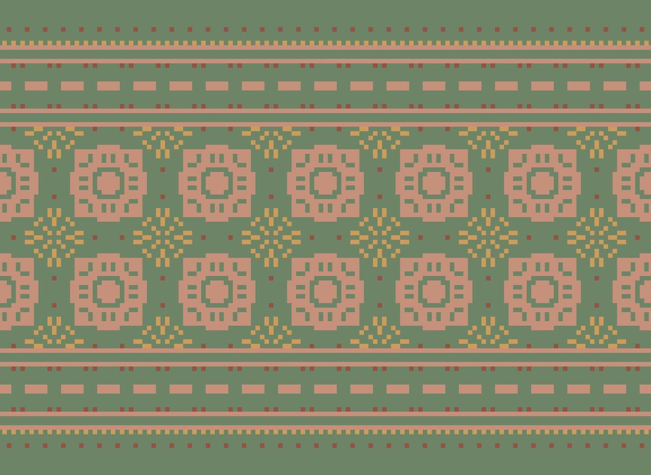 Pixel Ethnic pattern vector background. seamless pattern traditional, Design for background, wallpaper, Batik, fabric, carpet, clothing, wrapping, and textile.ethnic pattern Vector illustration.