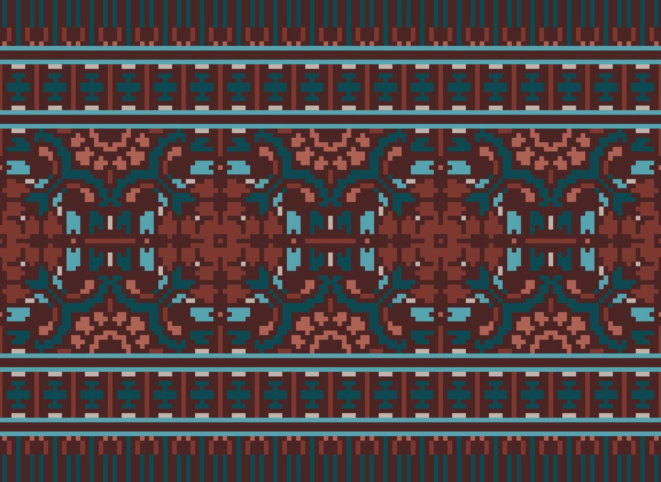 Nature vintages cross stitch traditional ethnic pattern paisley flower Ikat background abstract Aztec African Indonesian Indian seamless pattern for fabric print cloth dress carpet curtains and sarong vector