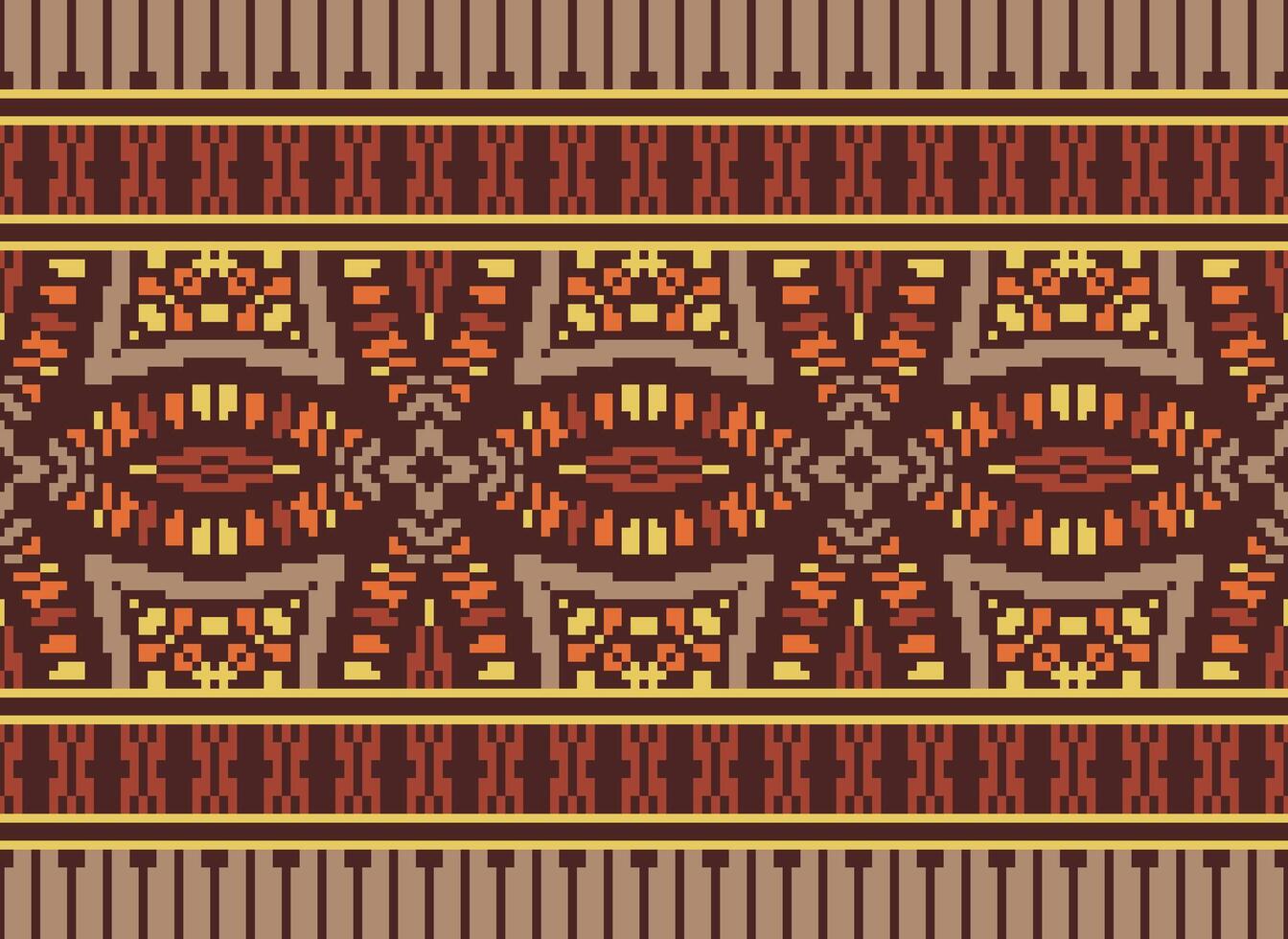 Nature vintages cross stitch traditional ethnic pattern paisley flower Ikat background abstract Aztec African Indonesian Indian seamless pattern for fabric print cloth dress carpet curtains and sarong vector
