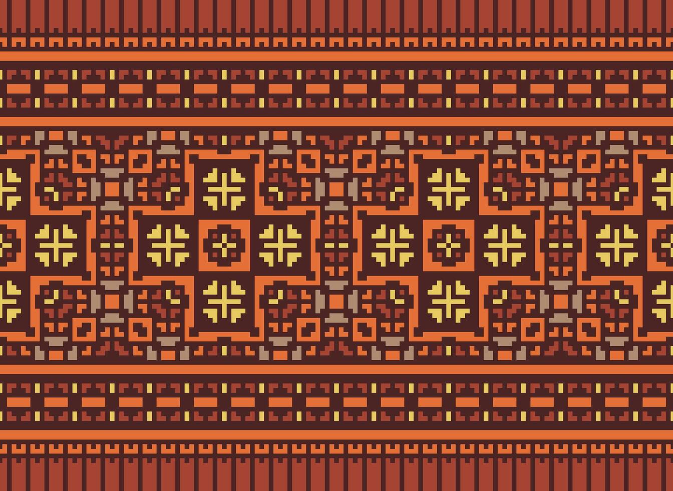 Pixel Ethnic pattern vector background. seamless pattern traditional, Design for background, wallpaper, Batik, fabric, carpet, clothing, wrapping, and textile.ethnic pattern Vector illustration.