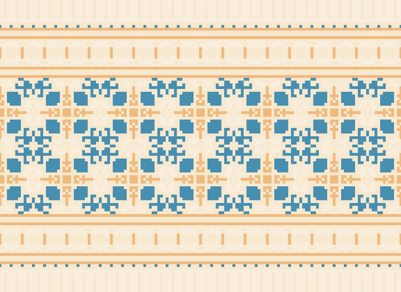 Cross Stitch Border. Embroidery Cross Stitch. Ethnic Patterns. Geometric Ethnic Indian pattern. Native Ethnic pattern.Texture Textile Fabric Clothing Knitwear print. Pixel Horizontal Seamless Vector. vector