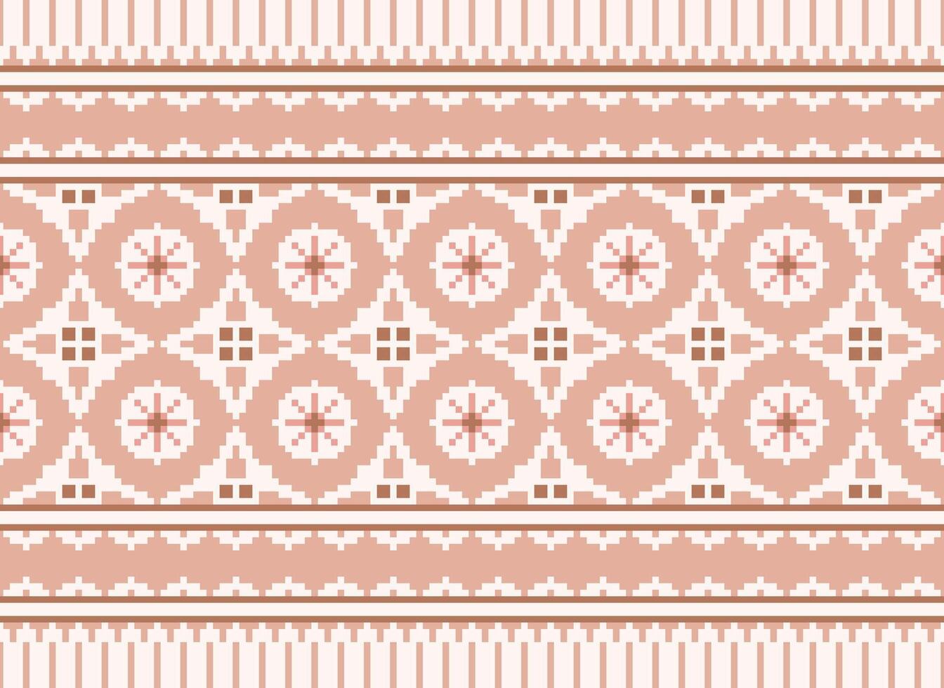 un floral píxel Arte modelo en gris fondo.geometrico étnico oriental bordado vector ilustración. píxel estilo, resumen fondo, cruzar puntada.diseño para textura, tela, paño, bufanda, impresión