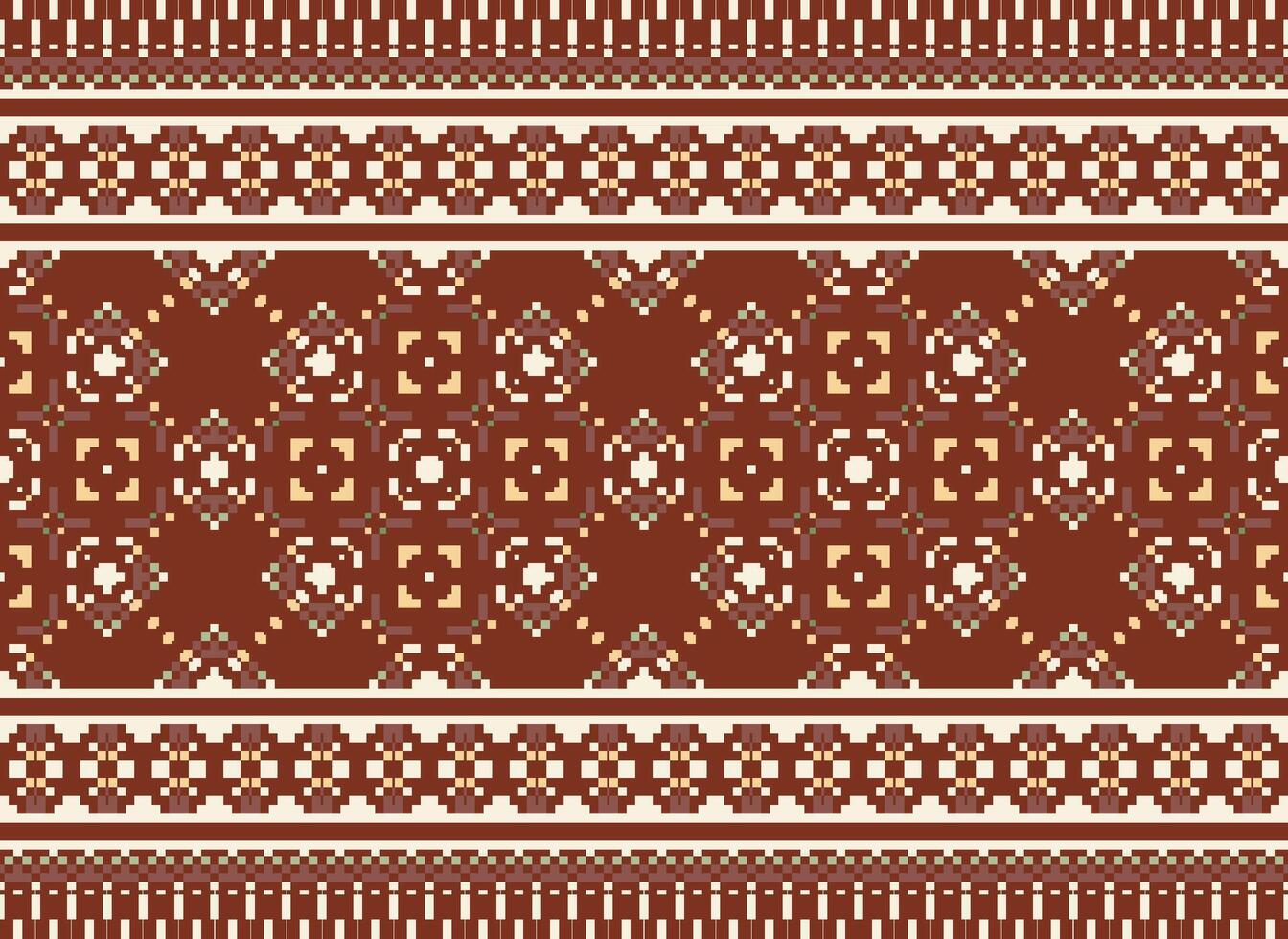 píxel étnico modelo vector antecedentes. sin costura modelo tradicional, diseño para fondo, fondo de pantalla, batik, tela, alfombra, ropa, envase, y textil.étnico modelo vector ilustración.