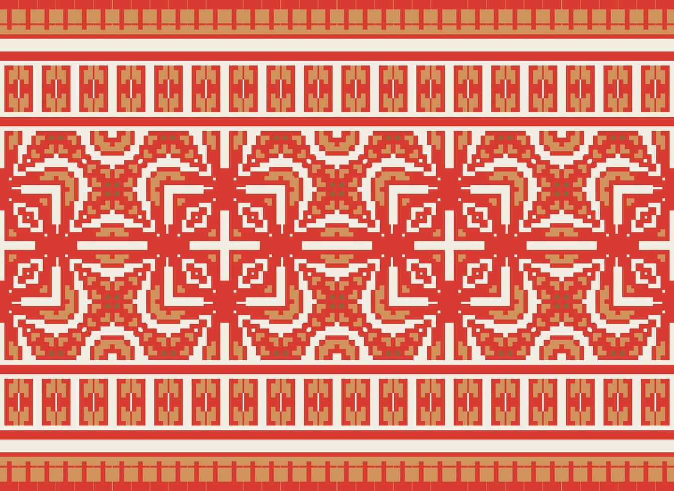 Cross Stitch pattern with Floral Designs. Traditional cross stitch needlework. Geometric Ethnic pattern, Embroidery, Textile ornamentation, fabric, Hand stitched pattern, Cultural stitching pixel art. vector