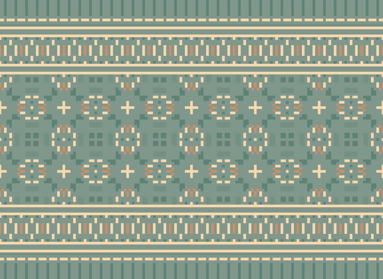 A Floral pixel art pattern on grey background.geometric ethnic oriental embroidery vector illustration. pixel style, abstract background, cross stitch.design for texture, fabric, cloth, scarf, print