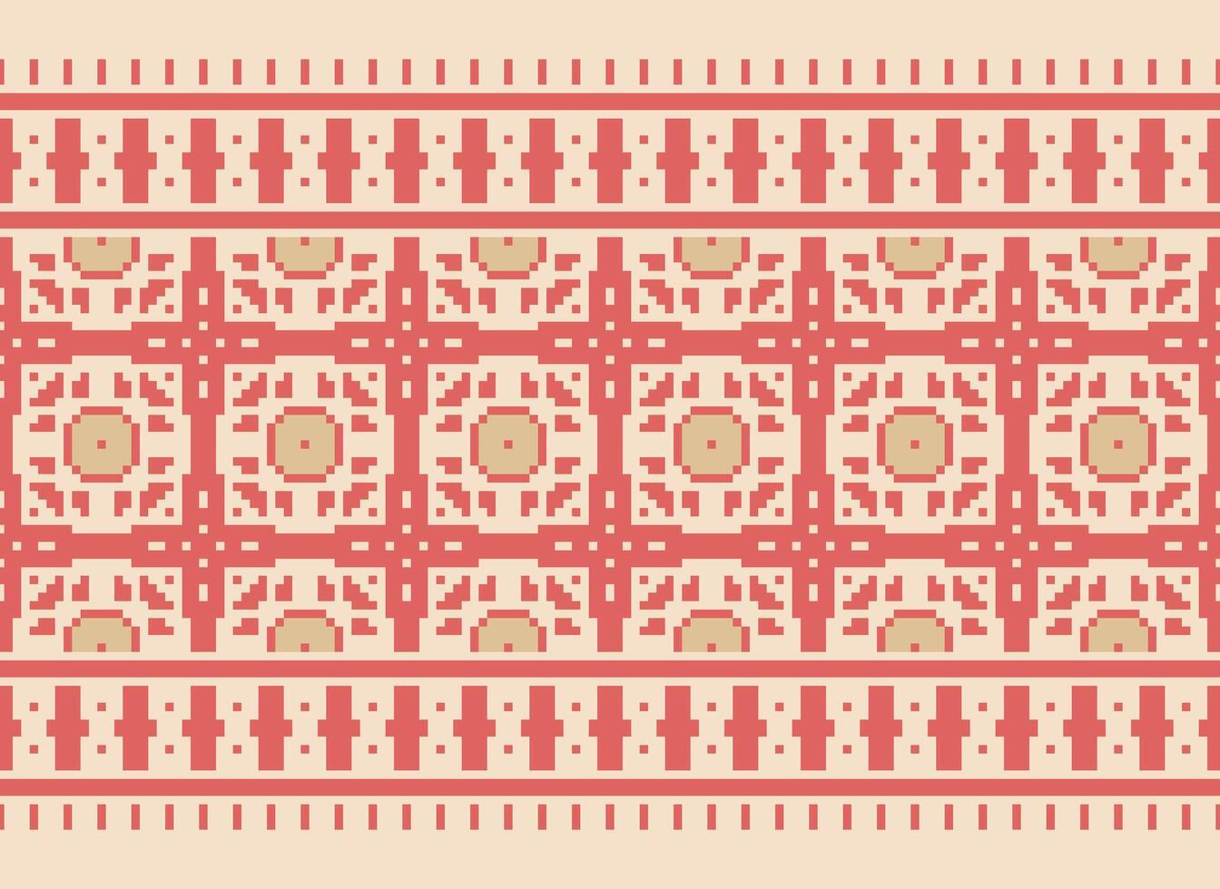 A Floral pixel art pattern on grey background.geometric ethnic oriental embroidery vector illustration. pixel style, abstract background, cross stitch.design for texture, fabric, cloth, scarf, print